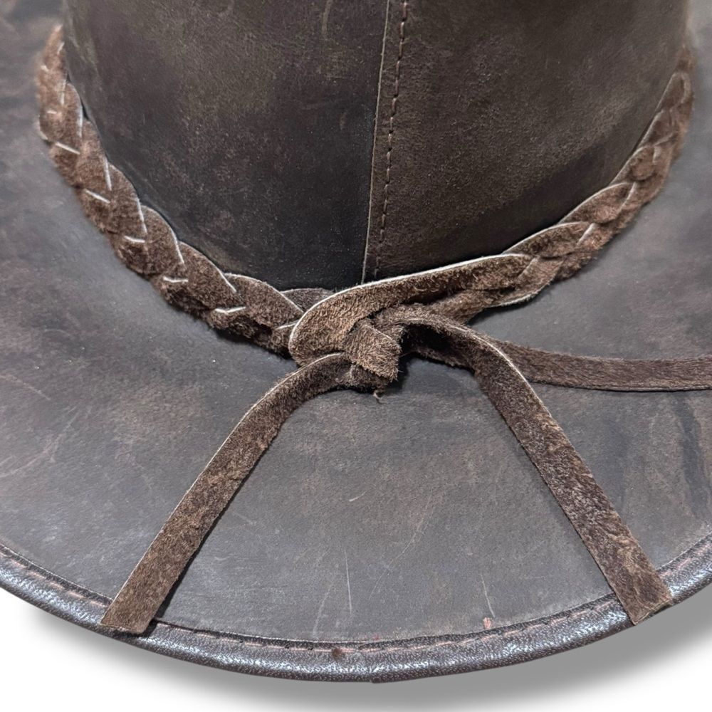 Walker Buffalo Leather Cowboy Hat Western Ranch Rodeo Rustic Style 22.5” - Picture 12 of 12